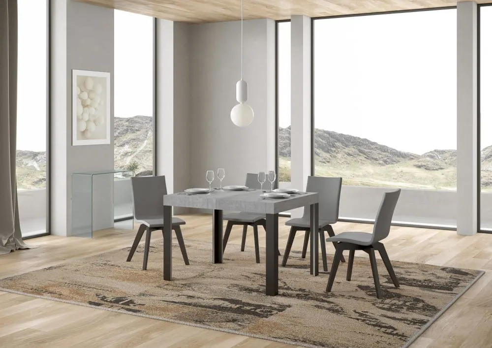 Illustration numéro 2 du produit Table extensible effet béton gris 80x120/204 cm