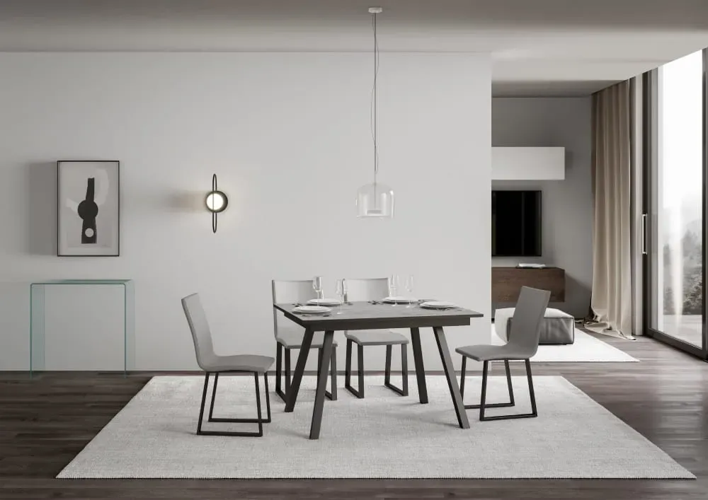 Illustration numéro 2 du produit Table extensible effet béton gris 90x120/180 cm