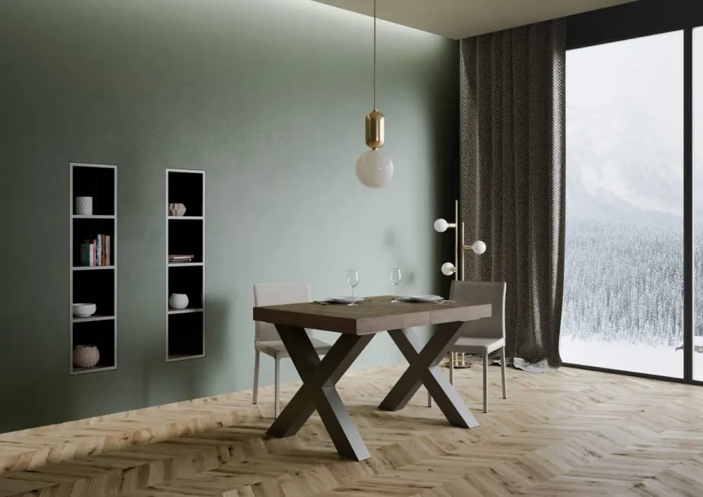 Illustration numéro 2 du produit Table extensible effet bois noyer 90x130/234 cm