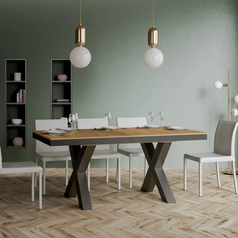 Illustration numéro 2 du produit Table extensible effet bois chêne nature 90x180/440 cm