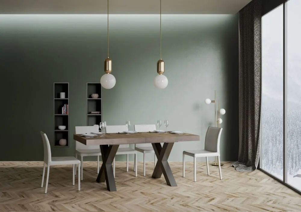 Illustration numéro 2 du produit Table extensible effet bois noyer 90x160/264 cm