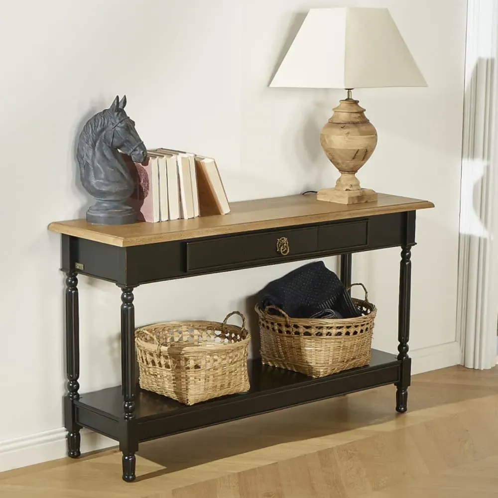 Illustration numéro 2 du produit Console 1 tiroir plateau en chêne noire