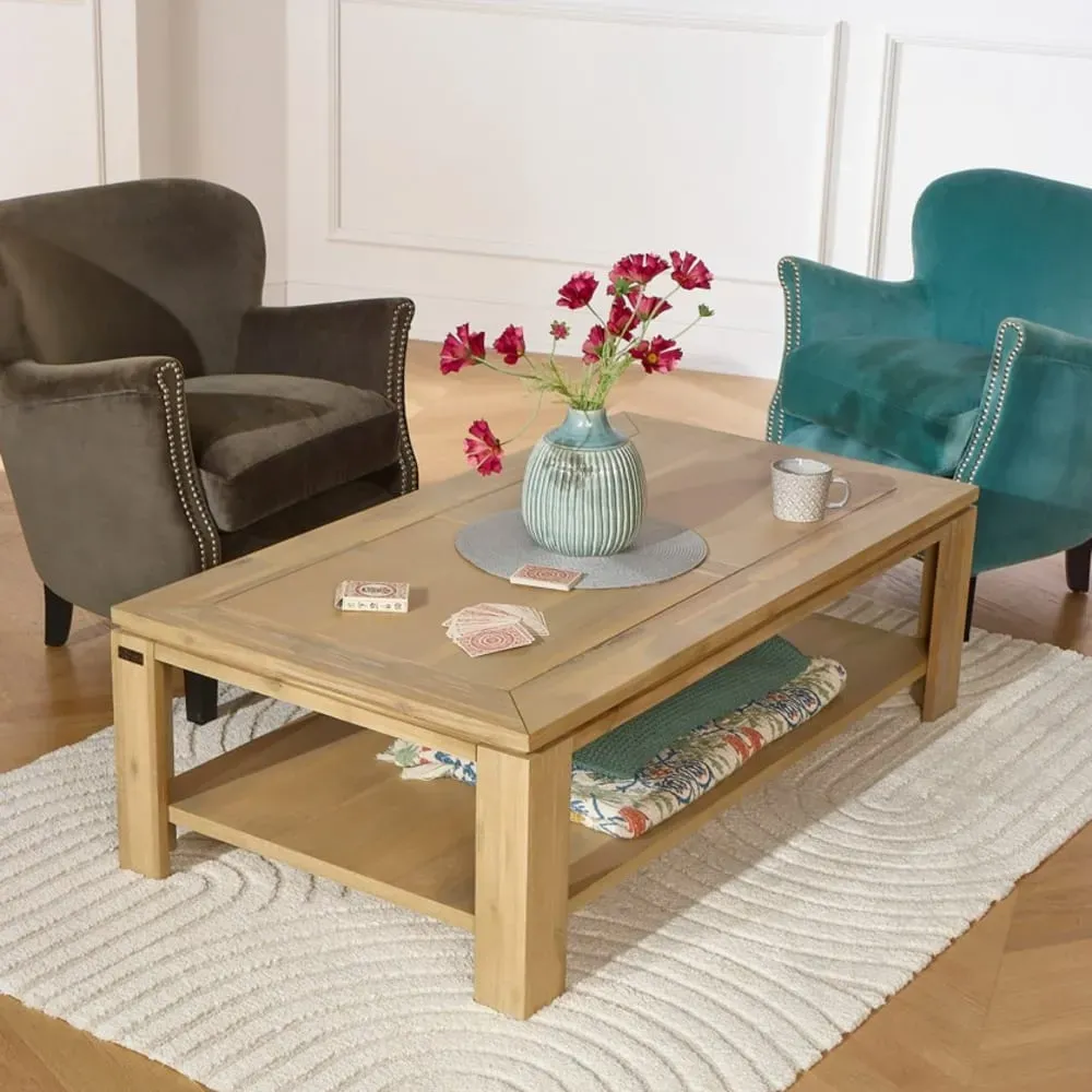 Illustration numéro 2 du produit Table basse rectangulaire en acacia teinte claire