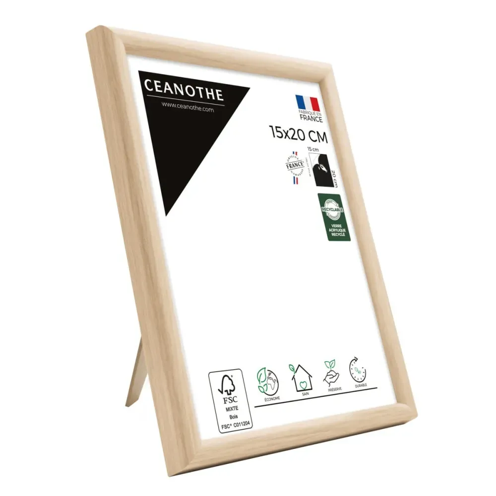 Illustration numéro 2 du produit Cadre photo exposition brut 15x20 cm bois massif fsc