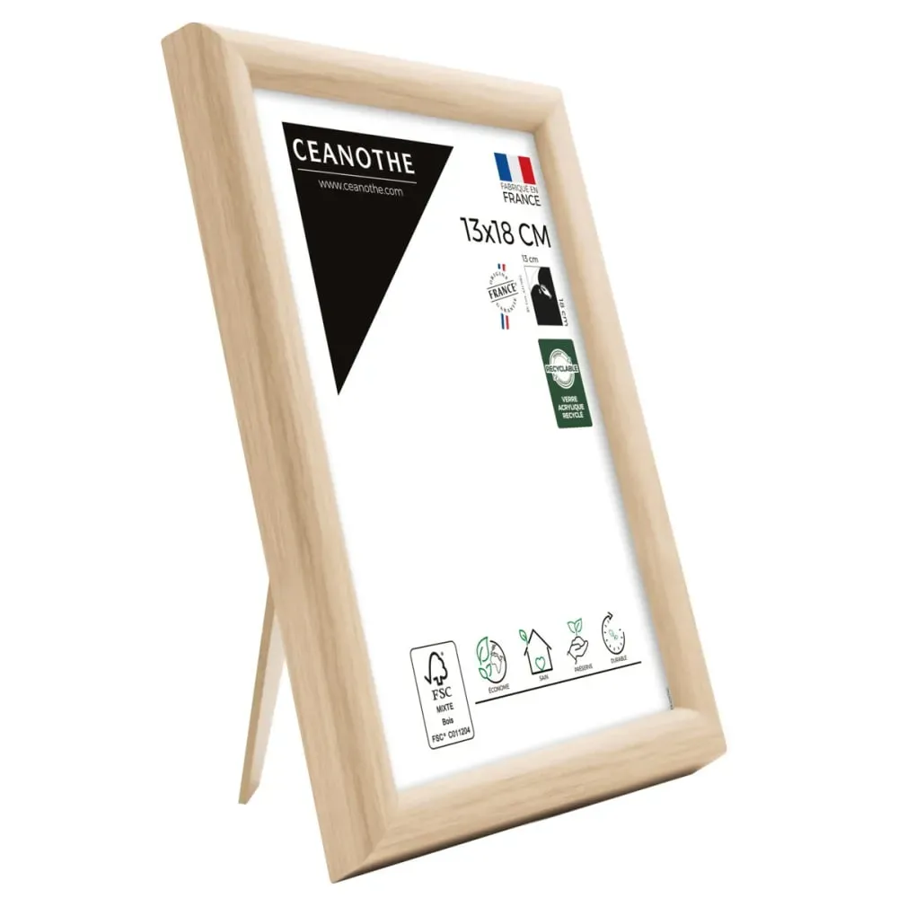 Illustration numéro 2 du produit Cadre photo exposition brut 13x18 cm bois massif fsc