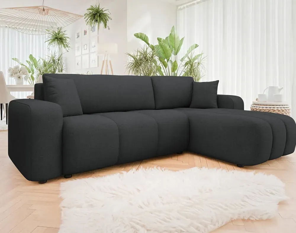 Illustration numéro 2 du produit Canapé d'angle réversible convertible 4 places en tissu gris