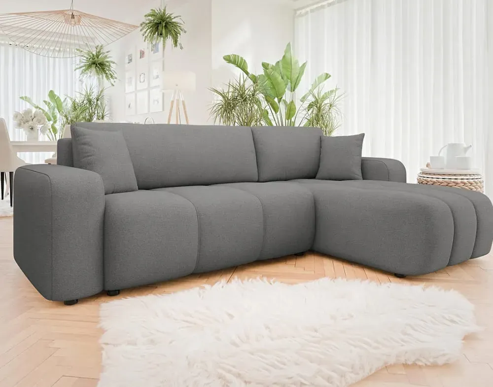 Illustration numéro 2 du produit Canapé d'angle réversible convertible 4 places en tissu gris