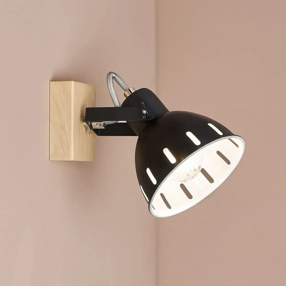 Illustration numéro 2 du produit Spot patère orientable 1 abat-jour métal noir