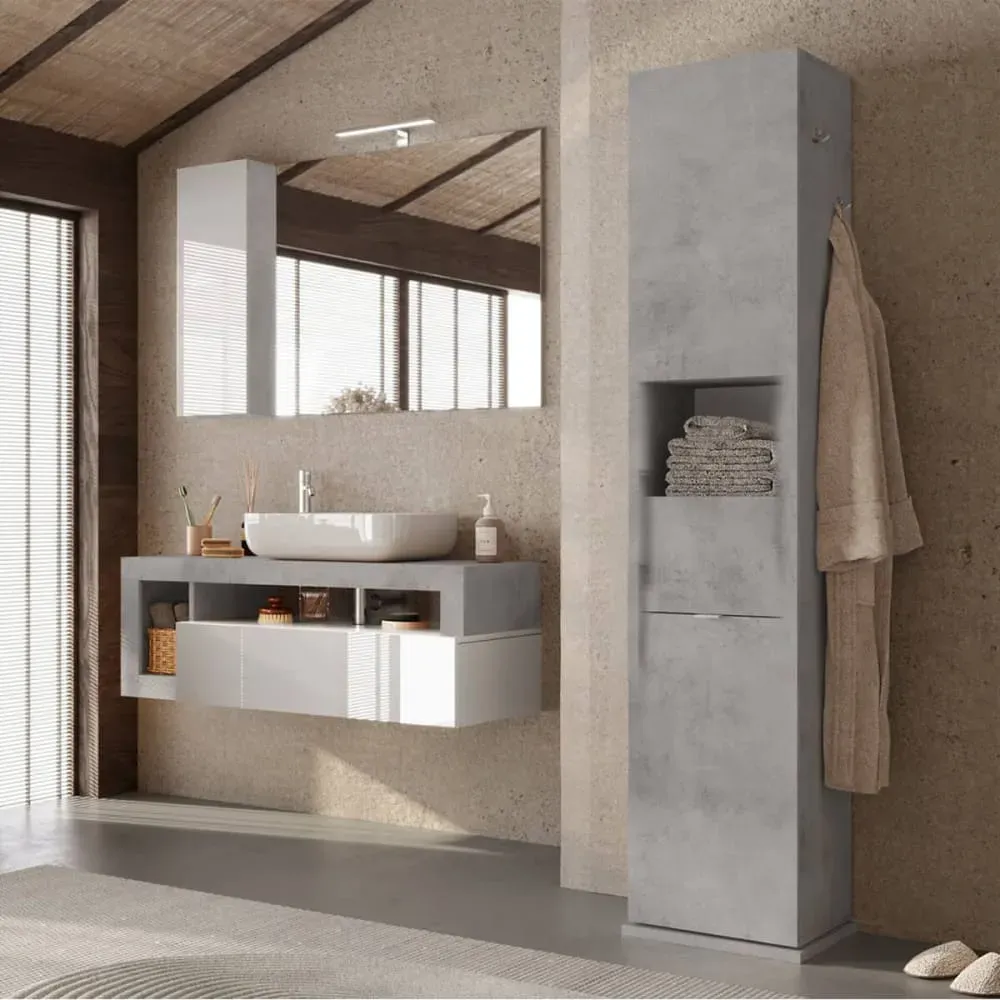 Illustration numéro 2 du produit Colonne  pivotante 2 portes 1 miroir aspect béton