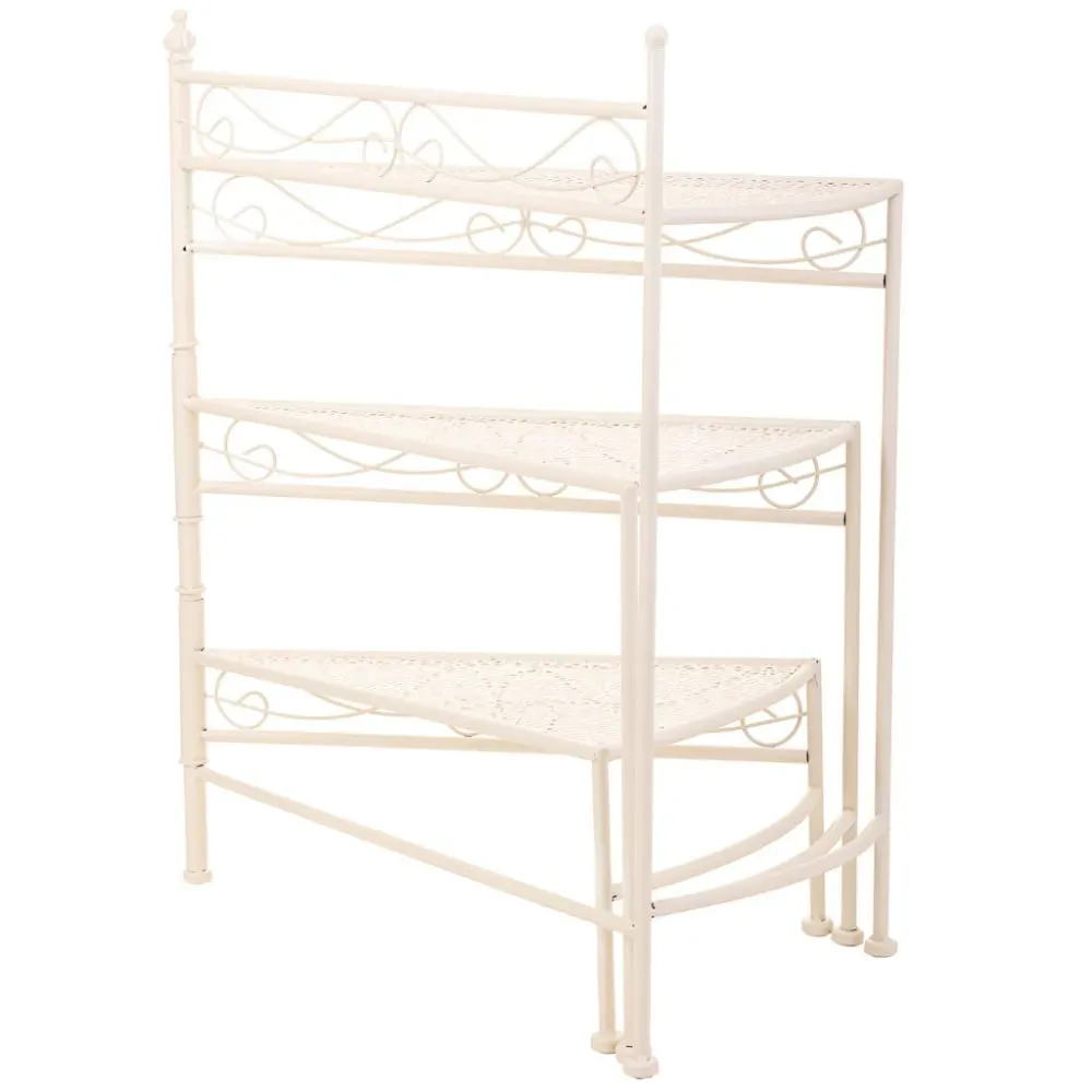 Illustration numéro 2 du produit Supports de pots de fleurs en fer forgé blanc 55x30x61