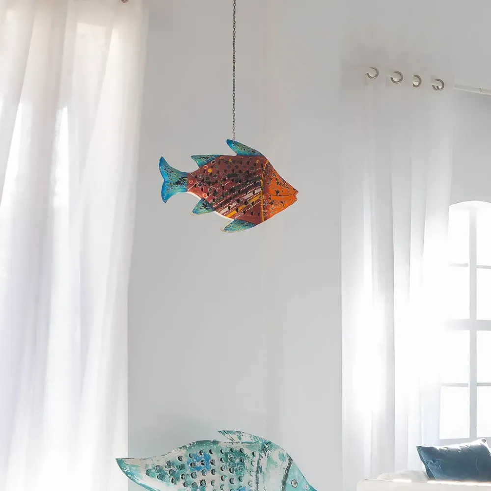 Illustration numéro 2 du produit Bougeoir métal vieilli poisson 50x10x32