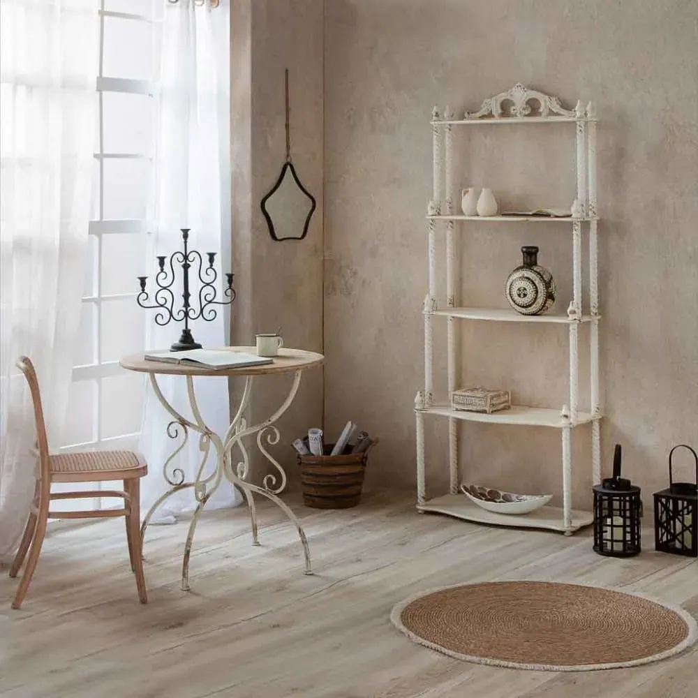 Illustration numéro 2 du produit Table en bois et métal finition vieillie 79,5x79,5x80