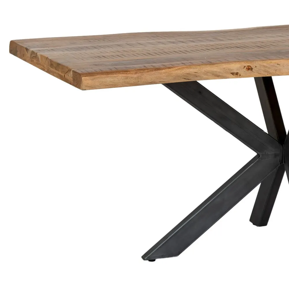 Illustration numéro 2 du produit Table à manger en acacia naturel laqué et fer 180x90x76h cm