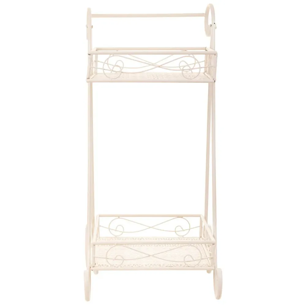 Illustration numéro 2 du produit Supports de pots de fleurs en fer forgé blanc 40x34x76