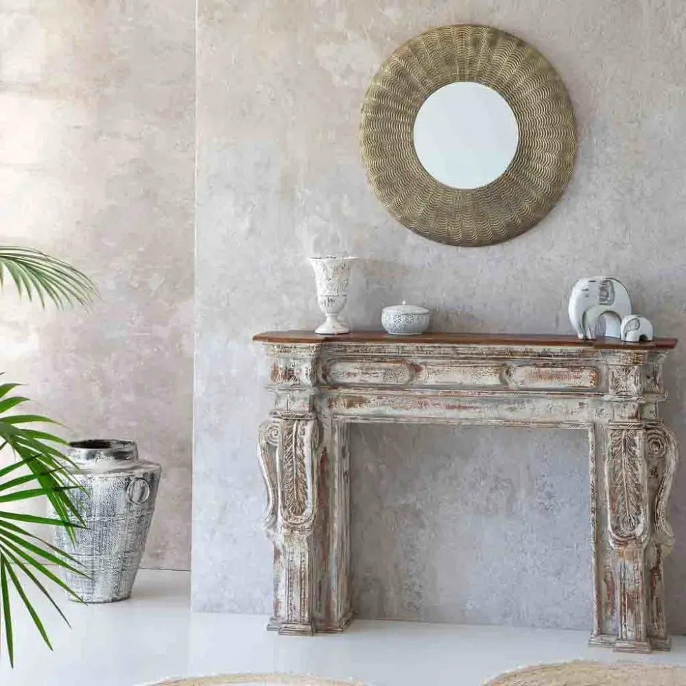 Illustration numéro 2 du produit Vase en métal vieilli blanc 50x50x58