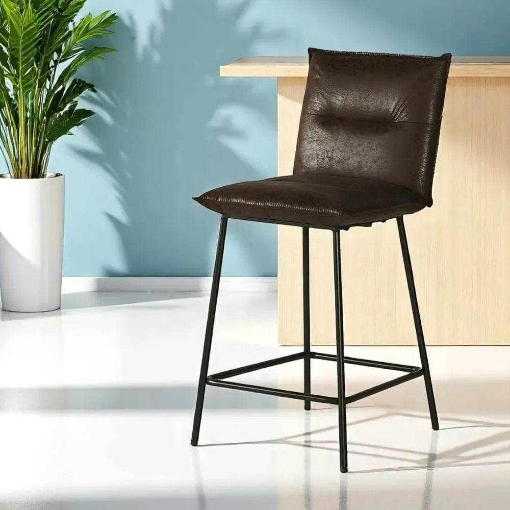 Illustration numéro 2 du produit Lot de 2 chaises de bar/ îlot en tissu marron