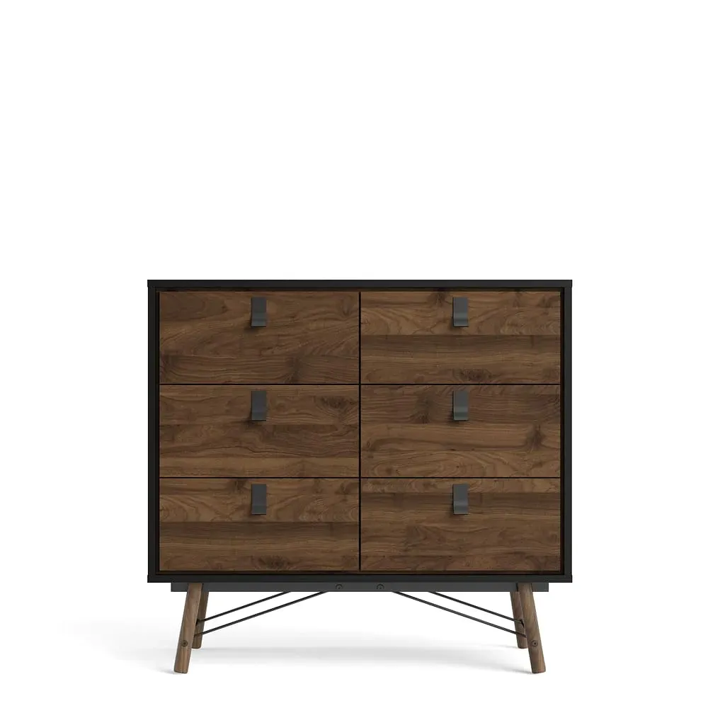 Illustration numéro 2 du produit Commode avec piètement métallique L150,3 cm - Effet Noyer et Noir