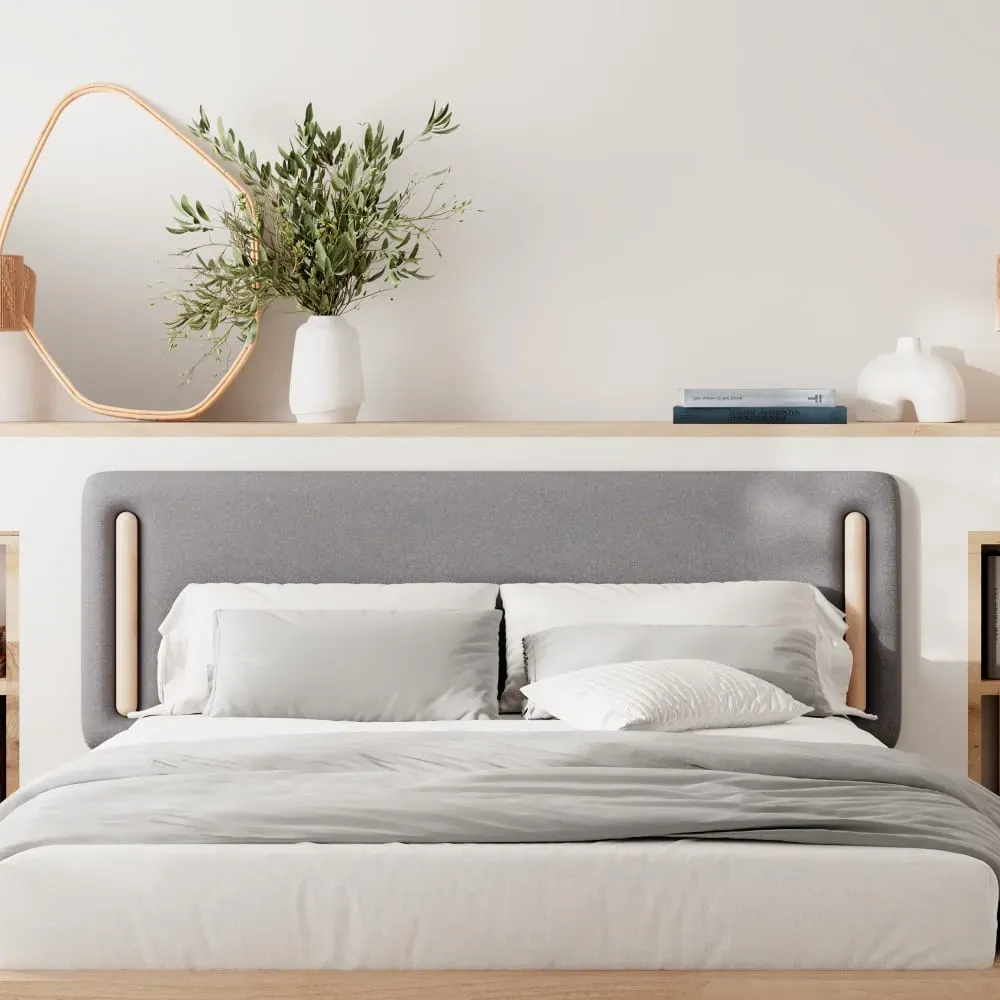 Illustration numéro 2 du produit Tête de lit en tissu gris 160 cm