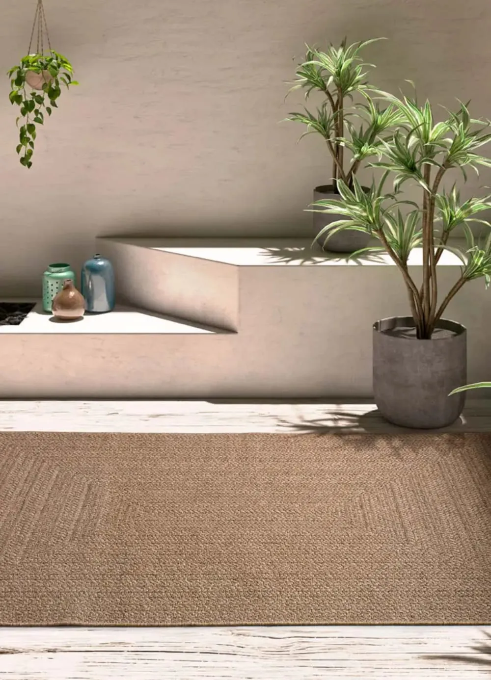 Illustration numéro 2 du produit Tapis d'extérieur effet jute marron clair 200x290 cm