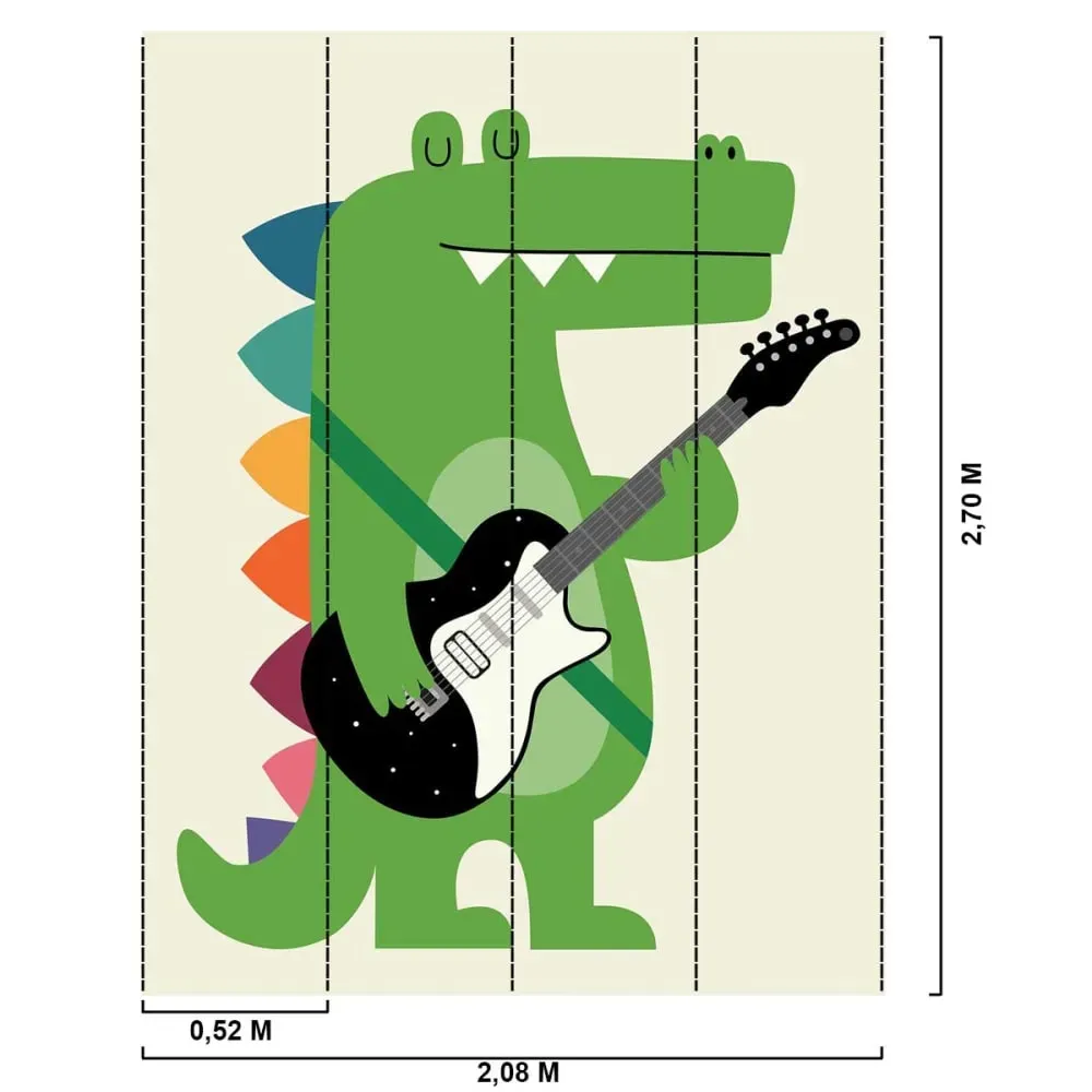 Illustration numéro 2 du produit Tableau enfant rock croco imprimé sur toile 40x60 cm