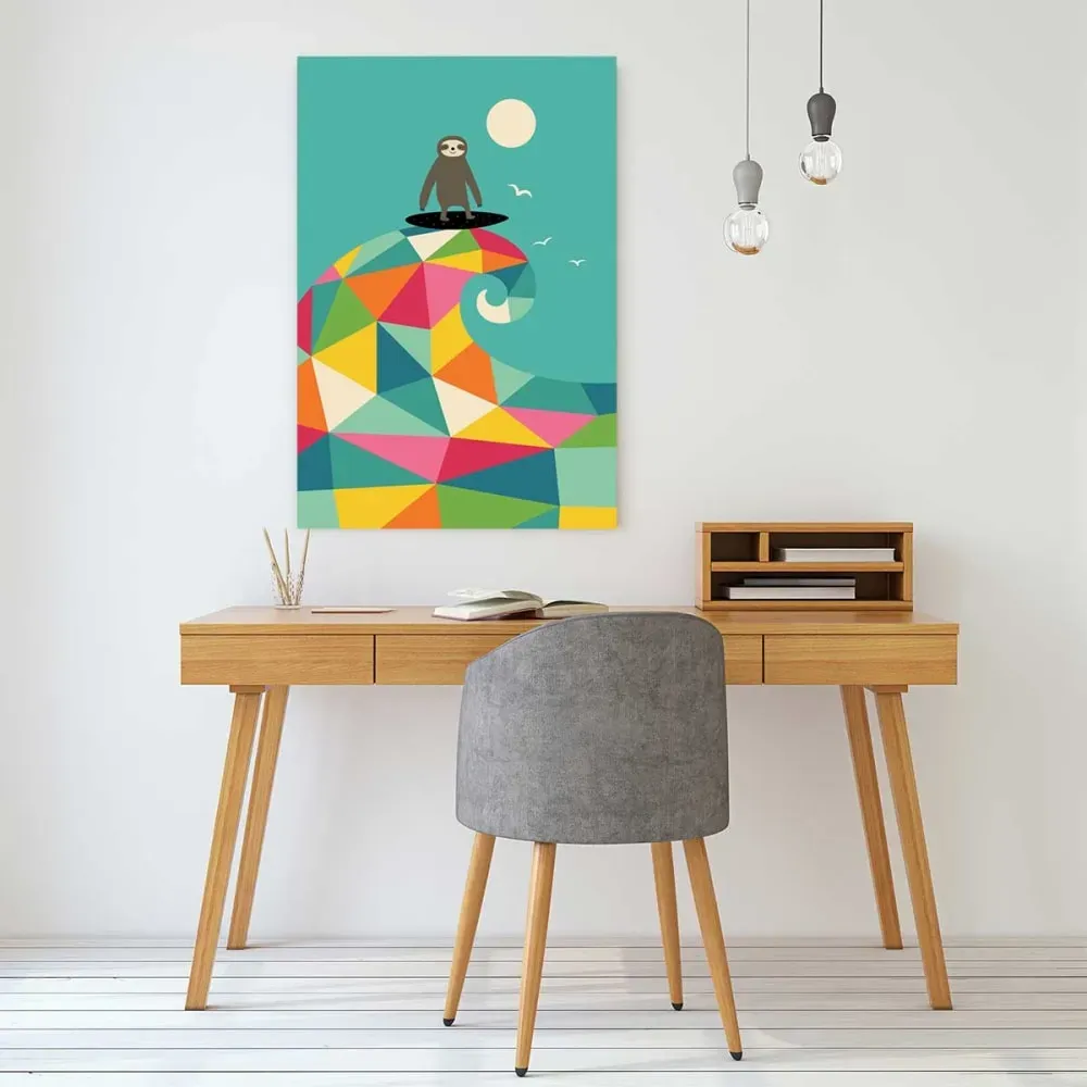 Illustration numéro 2 du produit Tableau enfant surf session colorée imprimé sur toile 40x60 cm