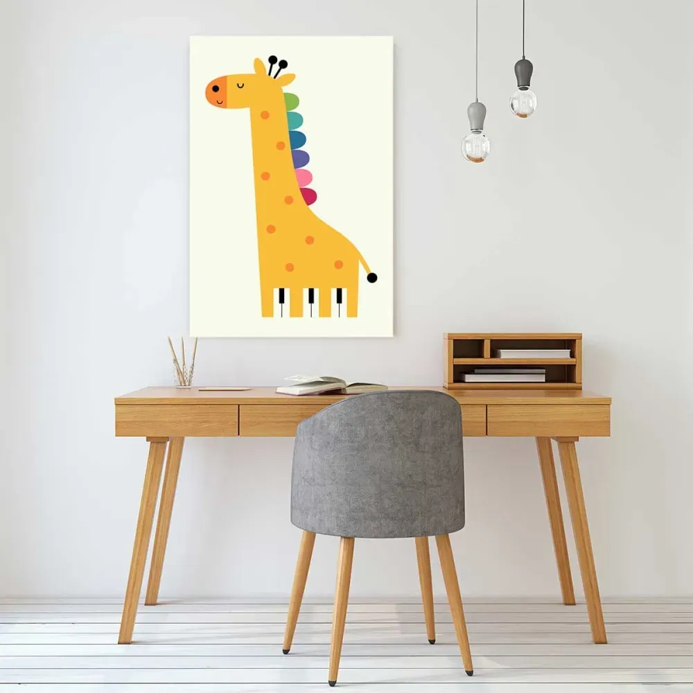 Illustration numéro 2 du produit Tableau girafe colorée imprimé sur toile 40x60 cm
