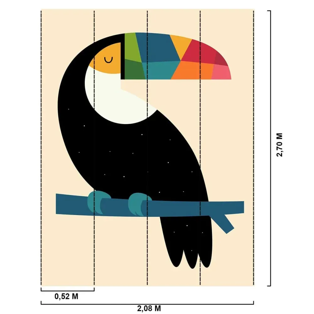Illustration numéro 2 du produit Tableau toucan imprimé sur toile 40x60 cm