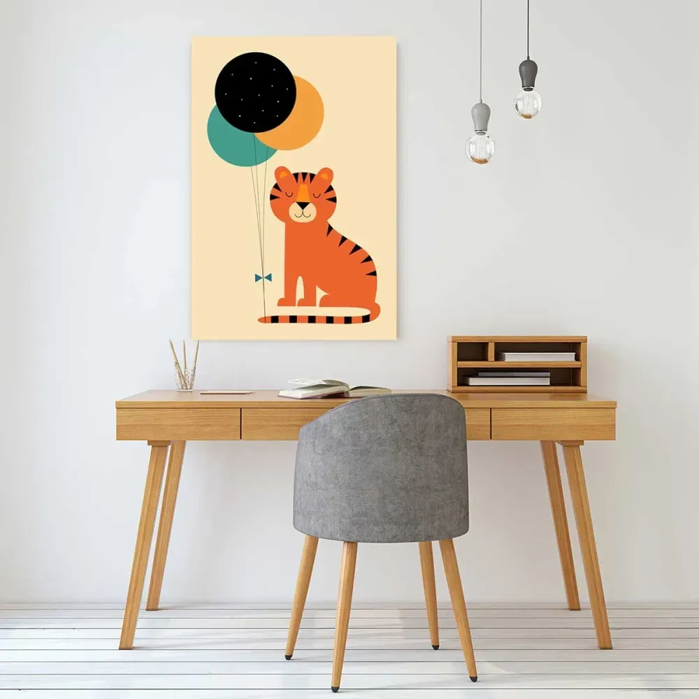 Illustration numéro 2 du produit Tableau cirque tigre imprimé sur toile 40x60 cm