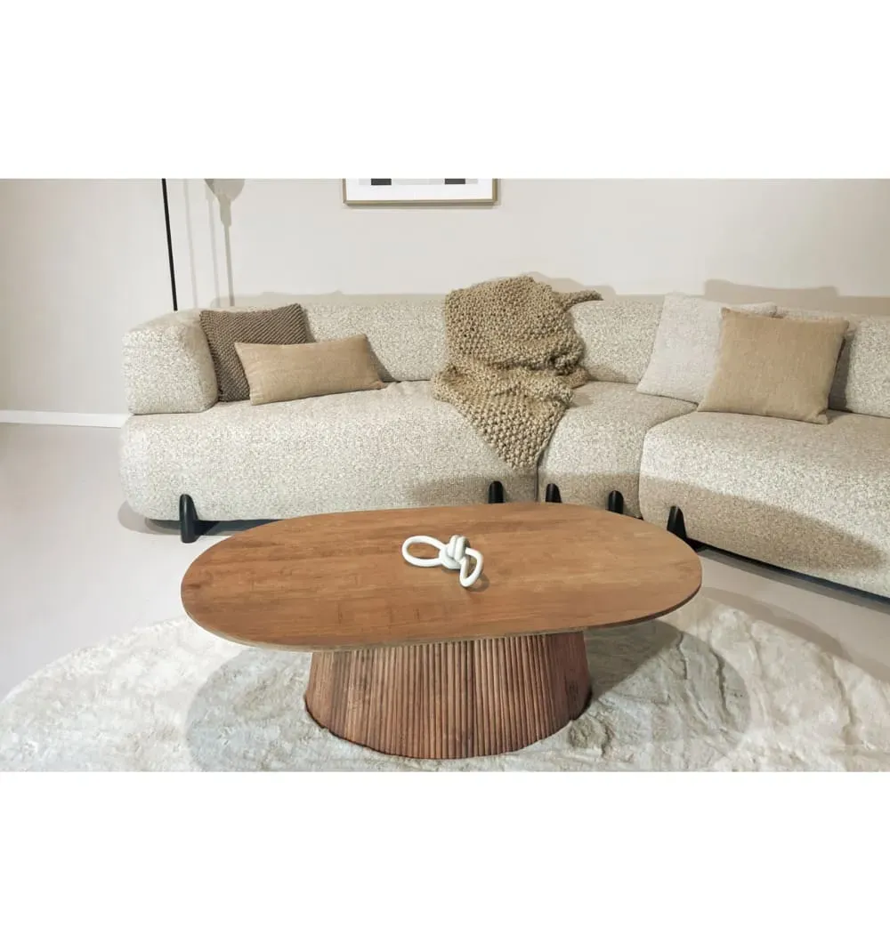 Illustration numéro 2 du produit Table basse ovale120x70 cm en Manguier massif