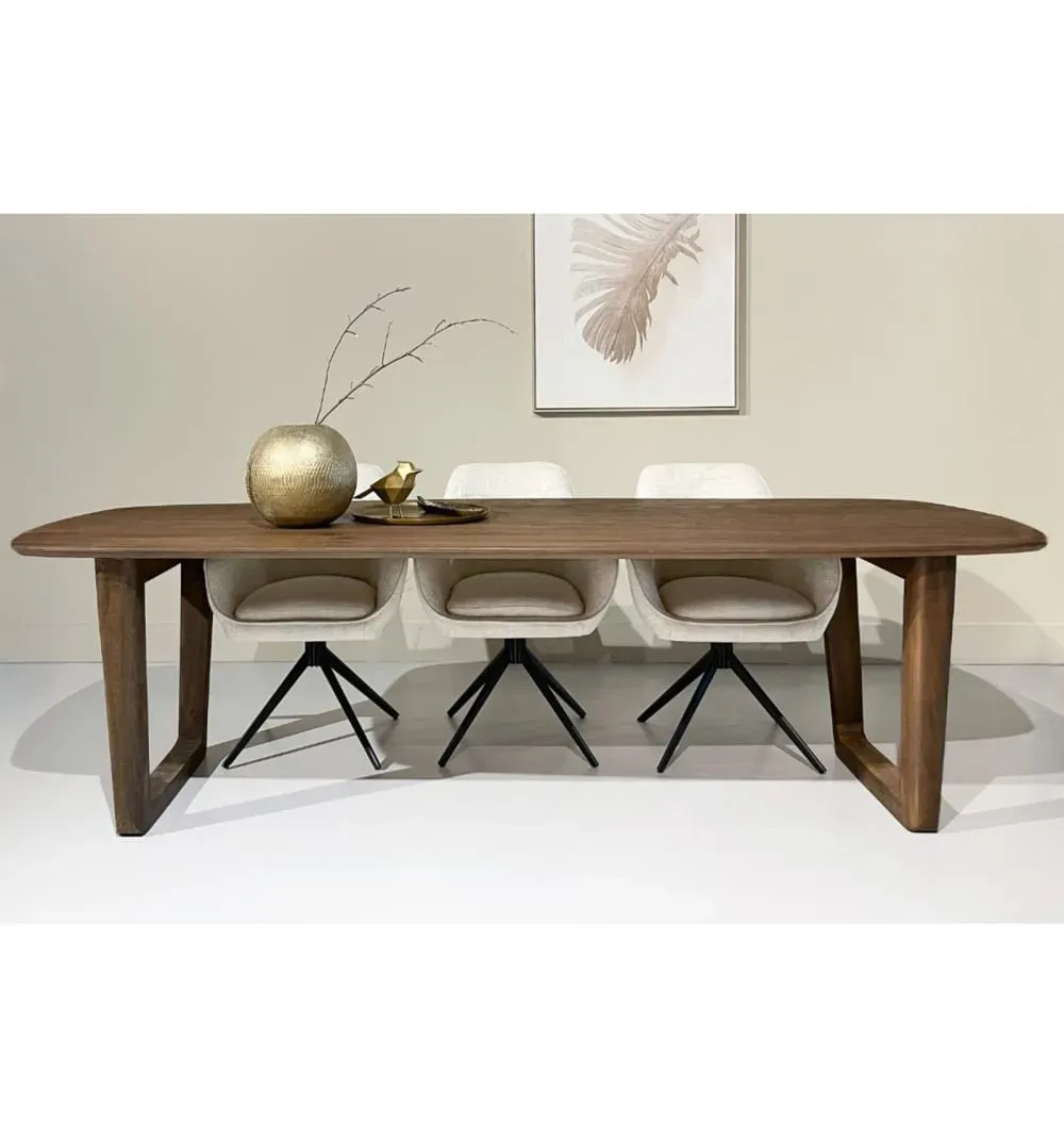 Illustration numéro 2 du produit Table à manger Rectangulaire 10/12 p L270 cm, Bois massif Brossé