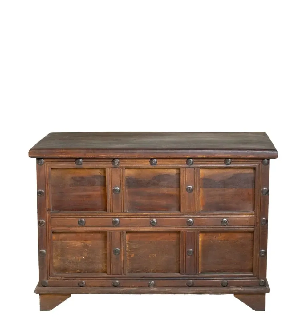 Illustration numéro 2 du produit Coffre en bois recyclé et métal marron L 89 cm