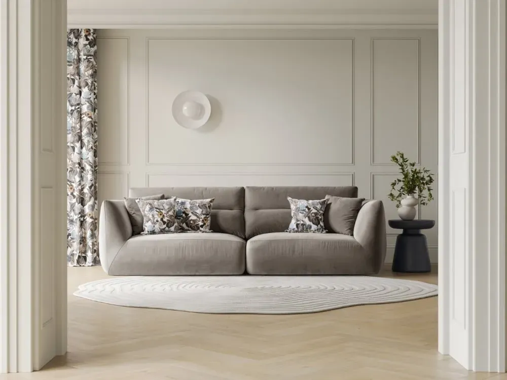 Illustration numéro 2 du produit Canapé modulable 4 places en velours béton