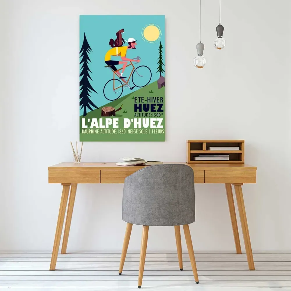 Illustration numéro 2 du produit Tableau  la montée de l'Alpe d'Huez imprimé sur toile 40x60 cm