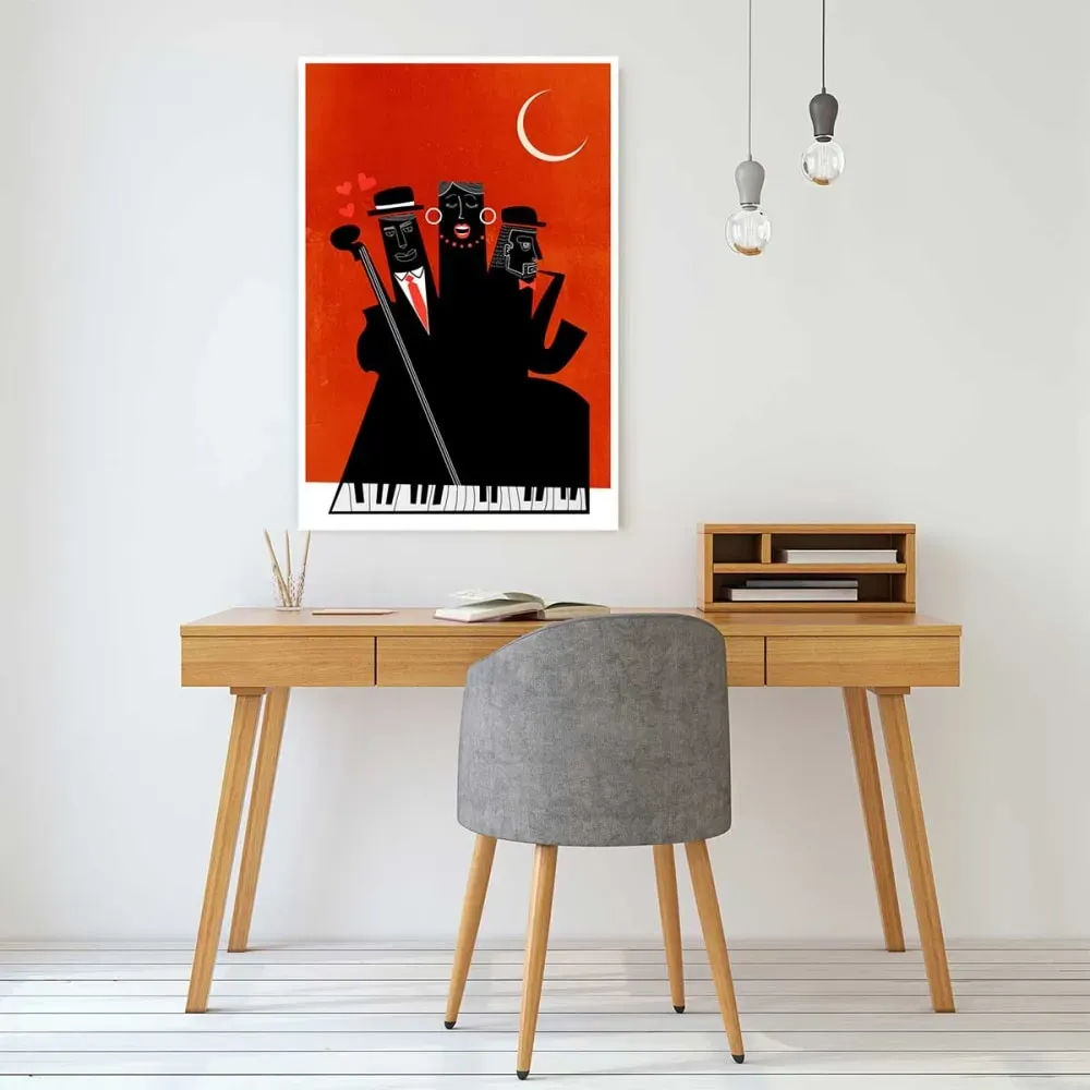 Illustration numéro 2 du produit Tableau musique trio imprimé sur toile 60x90 cm