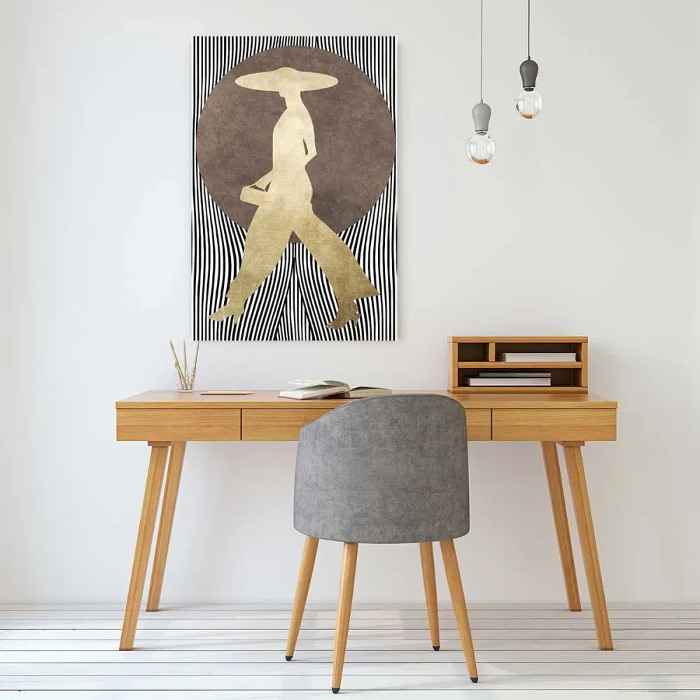 Illustration numéro 2 du produit Tableau silhouette femme à chapeau imprimé sur toile 40x60 cm