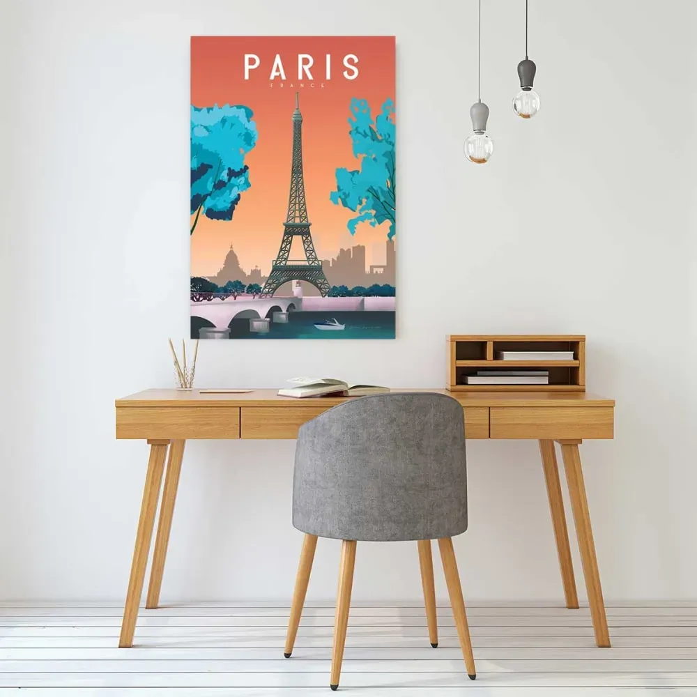 Illustration numéro 2 du produit Tableau ville Paris France imprimé sur toile 60x90 cm