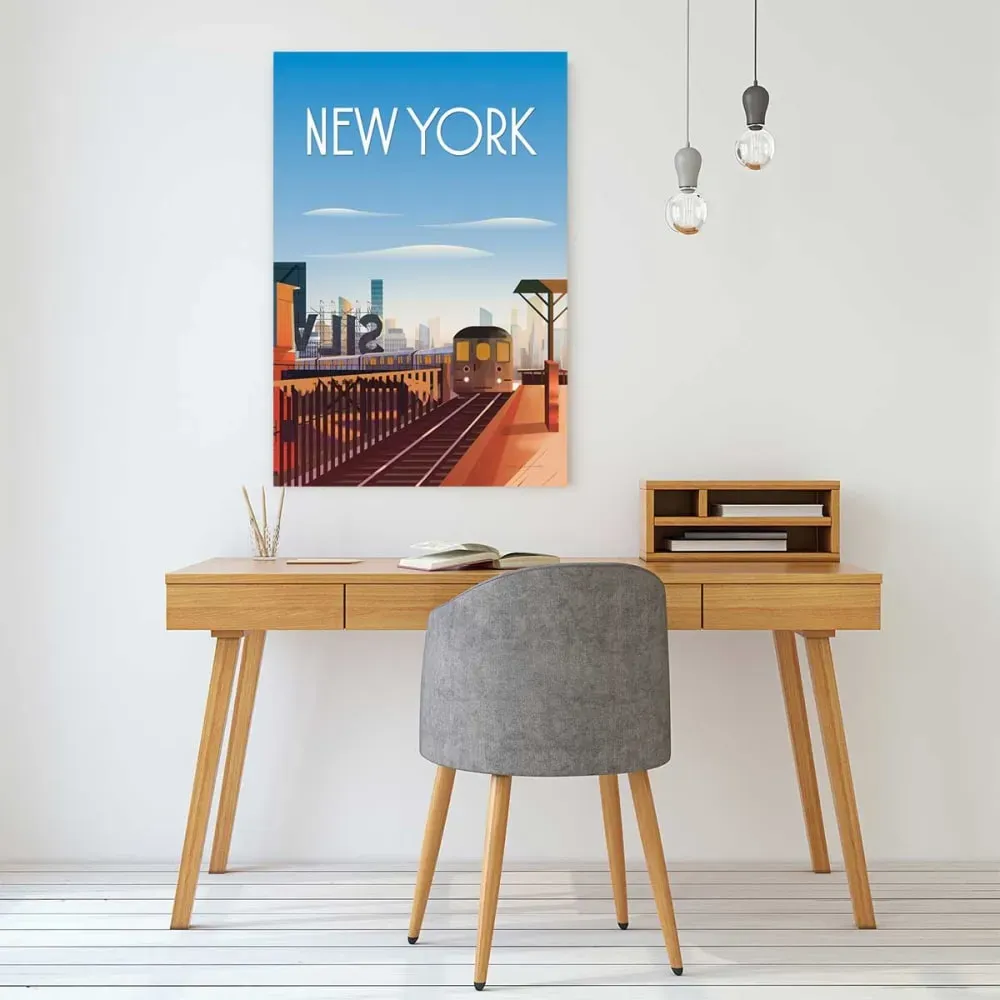 Illustration numéro 2 du produit Tableau de voyage New York ville imprimé sur toile 60x90 cm