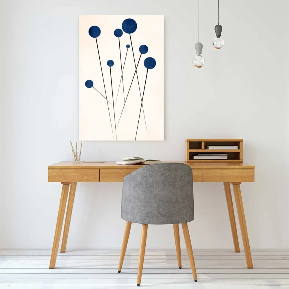 Illustration numéro 2 du produit Tableau dessin fleurs de bleuets  imprimé sur toile 60x90 cm