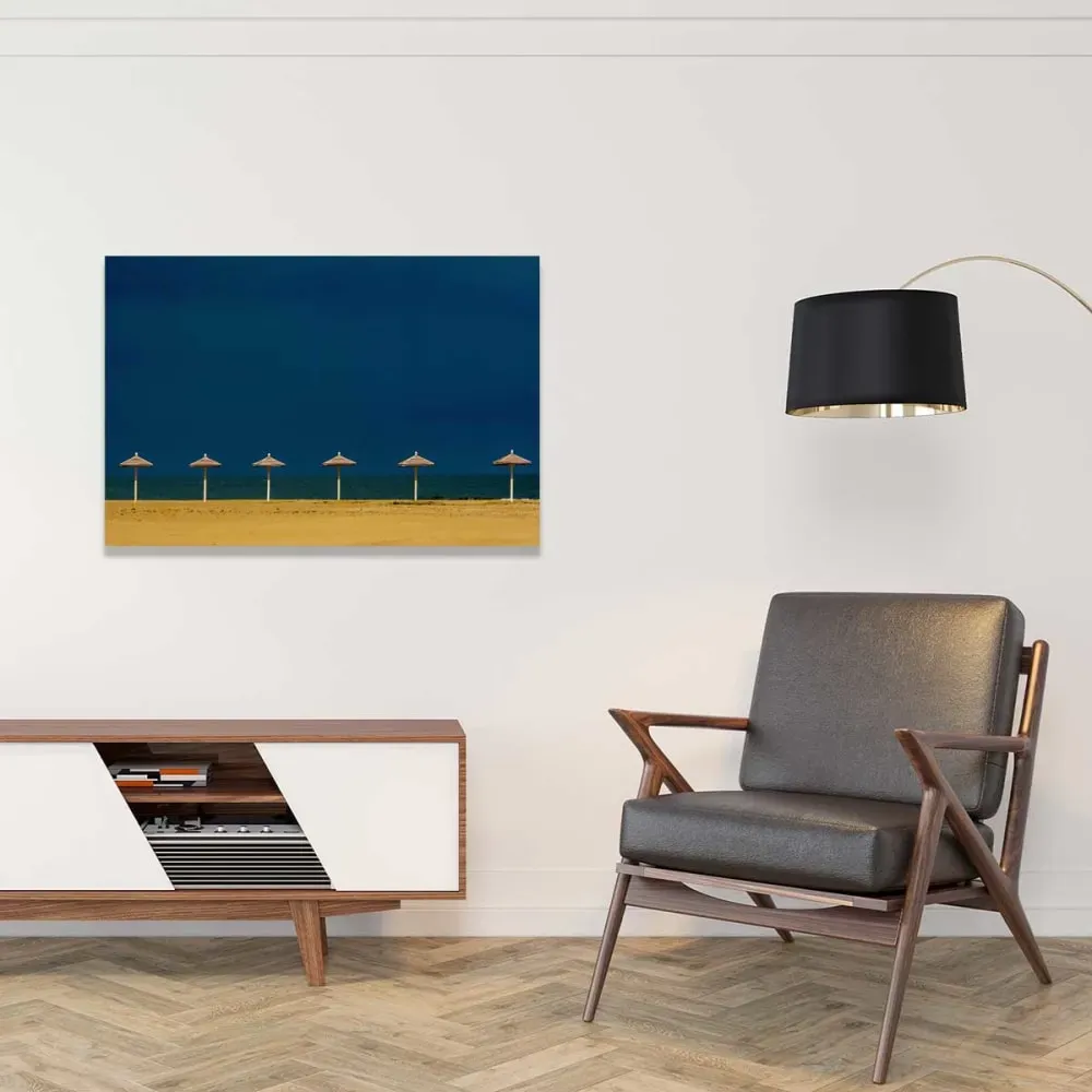 Illustration numéro 2 du produit Tableau horizon bleu imprimé sur toile 90x60 cm