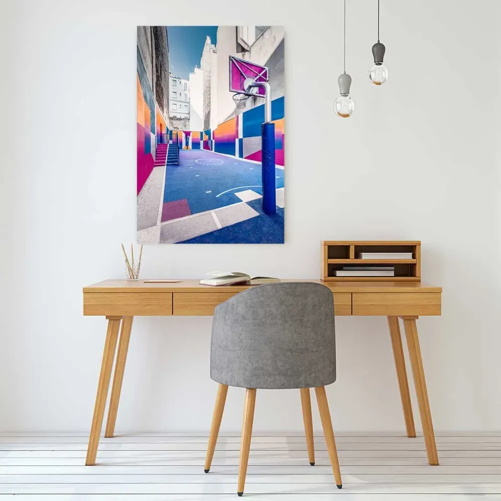 Illustration numéro 2 du produit Tableau parc de la ville en bleu imprimé sur toile 60x90 cm