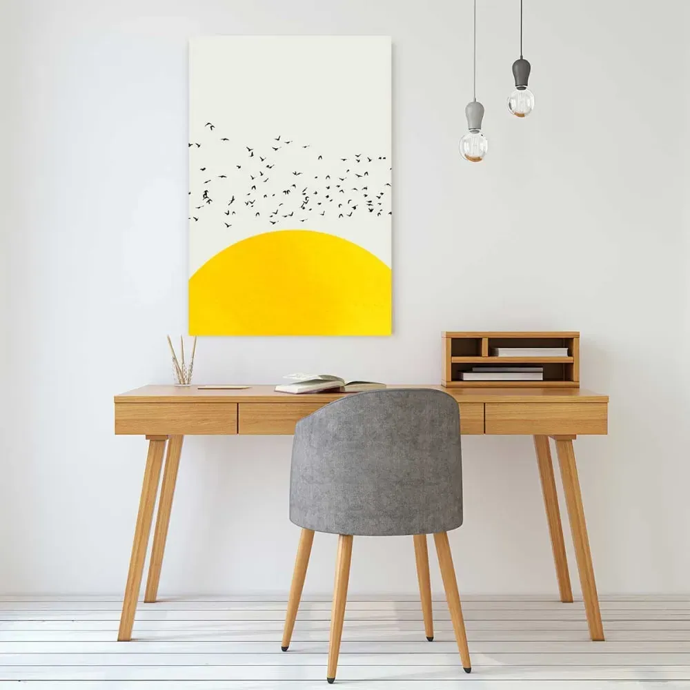 Illustration numéro 2 du produit Tableau dessin mille oiseaux imprimé sur toile 60x90 cm