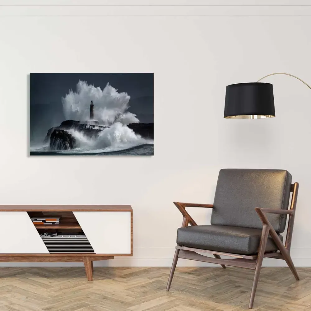 Illustration numéro 2 du produit Tableau phare fantôme imprimé sur toile 90x60 cm