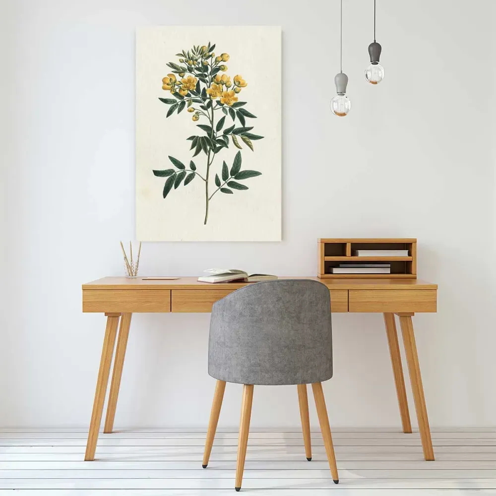 Illustration numéro 2 du produit Tableau fleurs millepertuis illustré imprimé sur toile 60x90 cm