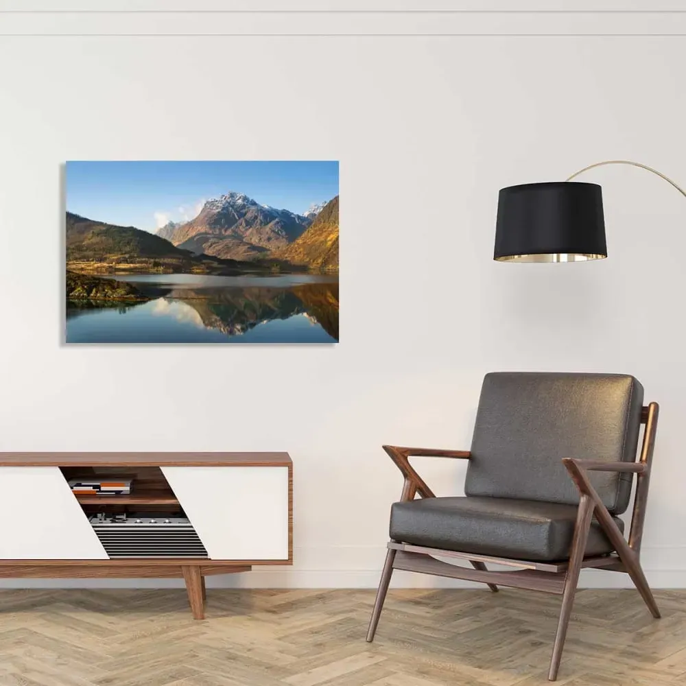 Illustration numéro 2 du produit Tableau montagne et lac, l'île Lofoten imprimé sur toile 90x60 cm