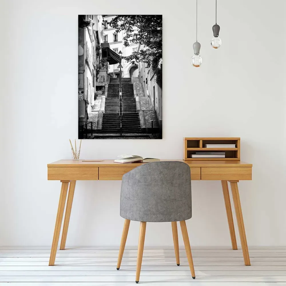 Illustration numéro 2 du produit Tableau Paris rue de Montmartre imprimé sur toile 60x90 cm