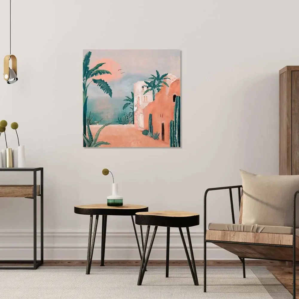 Illustration numéro 2 du produit Tableau illustration ambiance la mamounia imprimé sur toile 80x80 cm