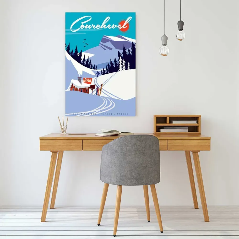 Illustration numéro 2 du produit Tableau ski Courchevel imprimé sur toile 40x60 cm