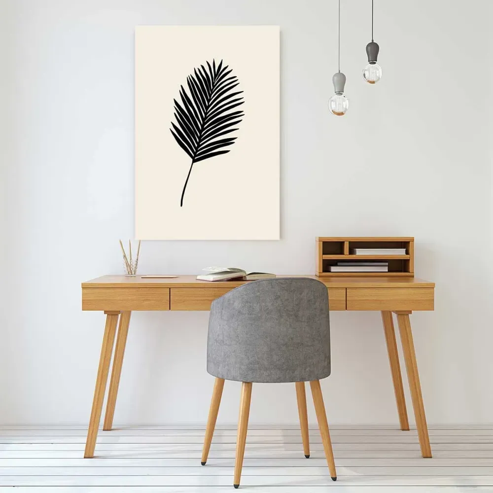 Illustration numéro 2 du produit Tableau palmier noir imprimé sur toile 60x90 cm