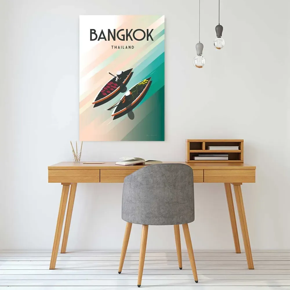 Illustration numéro 2 du produit Tableau de voyage Bangkok Thailand imprimé sur toile 60x90 cm
