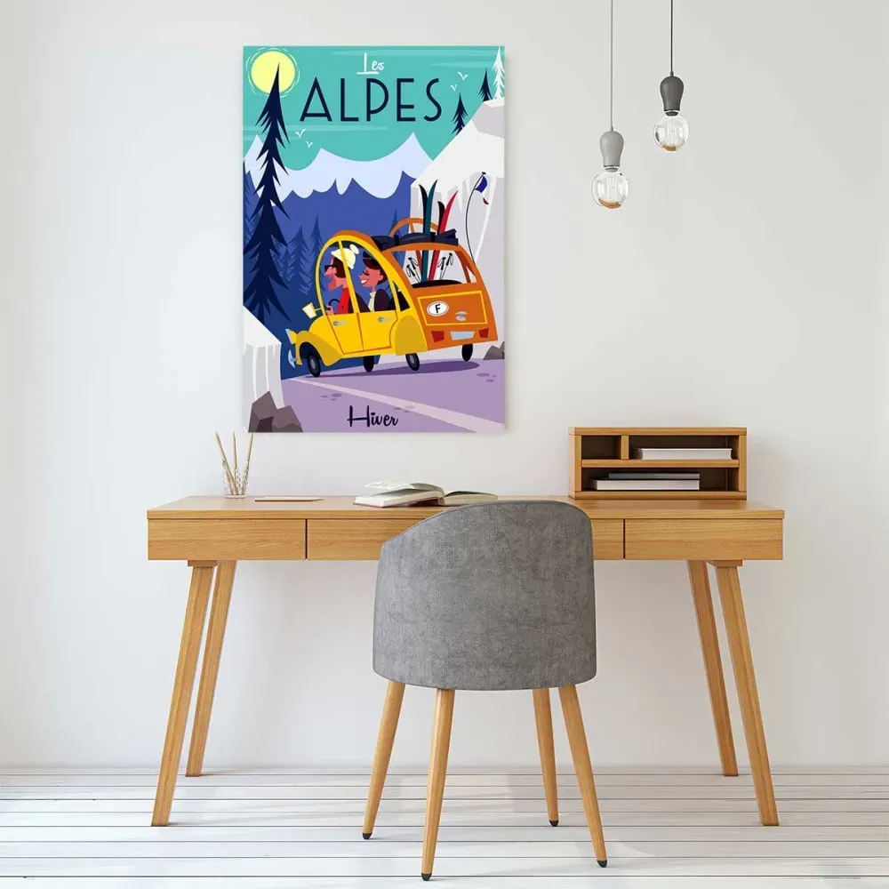 Illustration numéro 2 du produit Tableau  sur la route des Alpes imprimé sur toile 40x60 cm